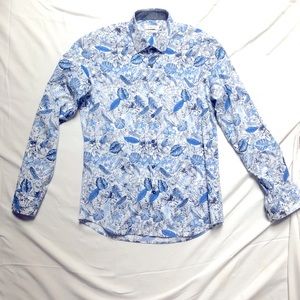 Whit-blue dress shirt. Size Large